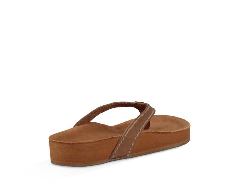 Sanuk She Loungy Leather Women's Flip Flops Brown | Canada 137YXF